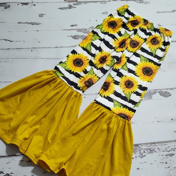Other - Sunflower Print Kids Bell Bottoms Size 6/8